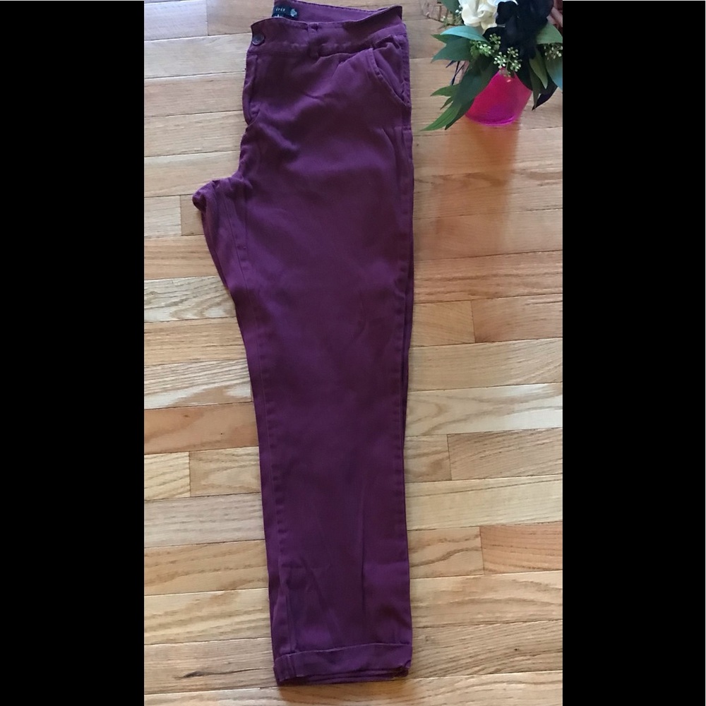 🩸Sz L | Iris | Raspberry/Burgundy | Cropped Skinny Pants 💃🏽 - Picture 2 of 7